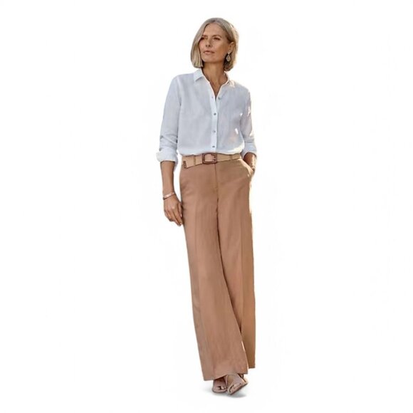 J.Jill Womens Large Wide-Leg Trousers Linen Blend Pants Pockets - Picture 3 of 16